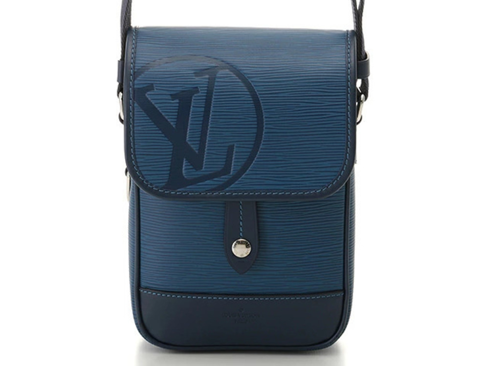 LOUIS VUITTON Bag Shoulder LV Circle Messenger Epi Blue Azur White